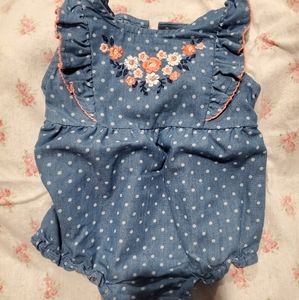 Baby Girl Soft Denim Romper